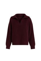 Polo Collar Knit Pattern Burgundy Knit Sweater