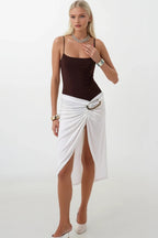 Toka Detay Asymmetric Ecru Skirt