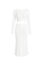Knit Pattern Crop Blouse Maxi Skirt İkili White Knit Set