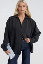 V-Neck Oversize Black Modal Shirt