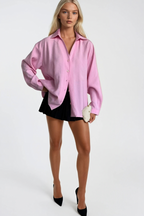 V-Neck Oversize Pink Modal Shirt