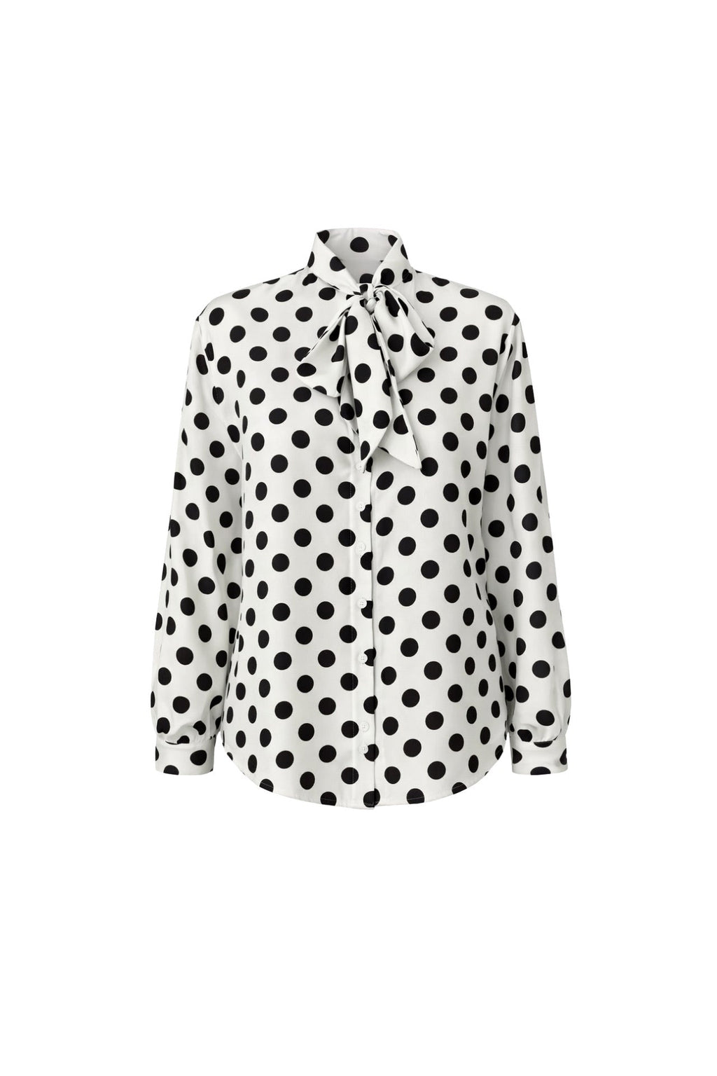Polka Dot Pattern Scarf Detail White Shirt