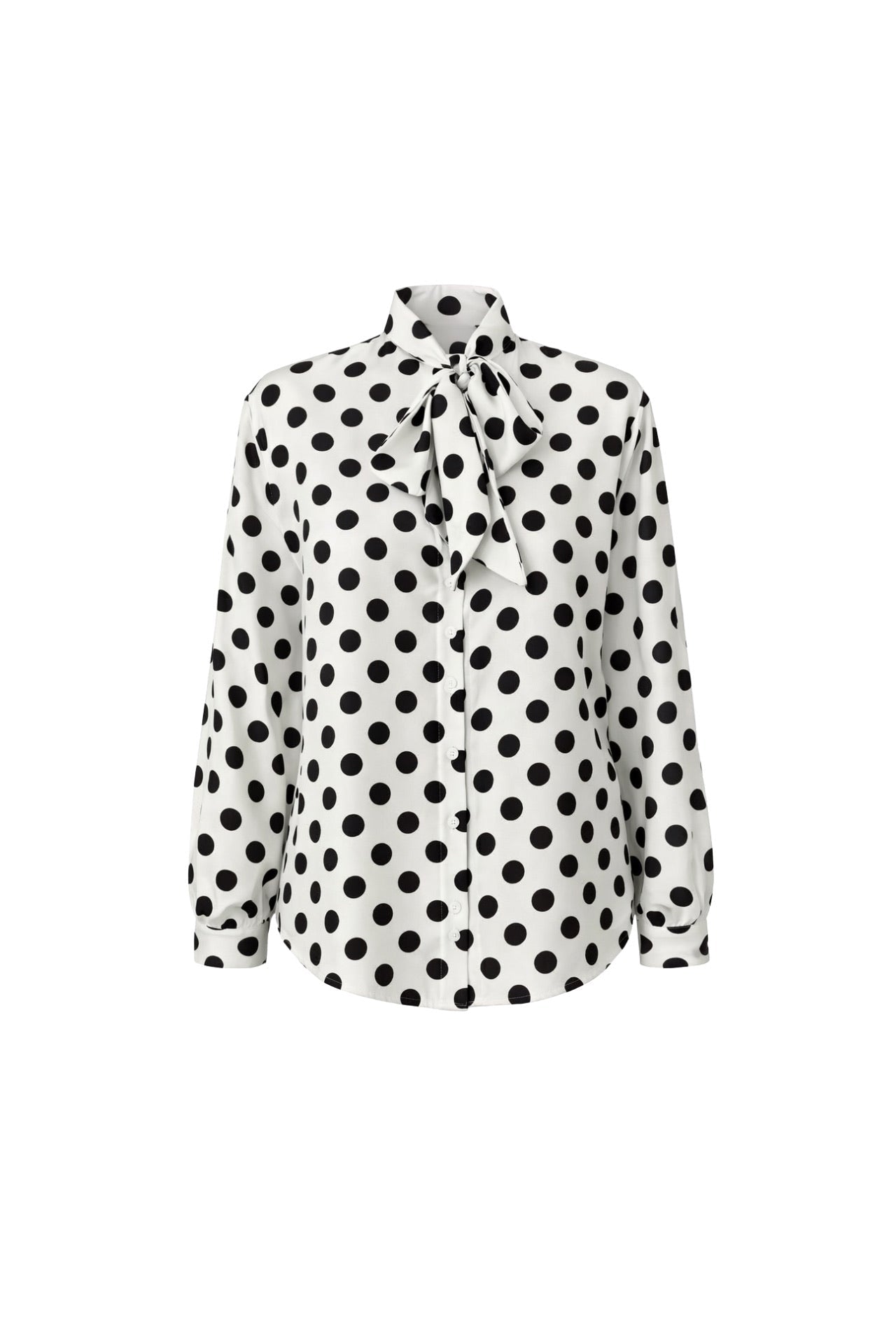Polka Dot Pattern Scarf Detail White Shirt