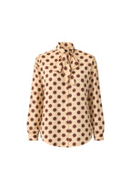 Polka Dot Pattern Scarf Detail Yellow Shirt