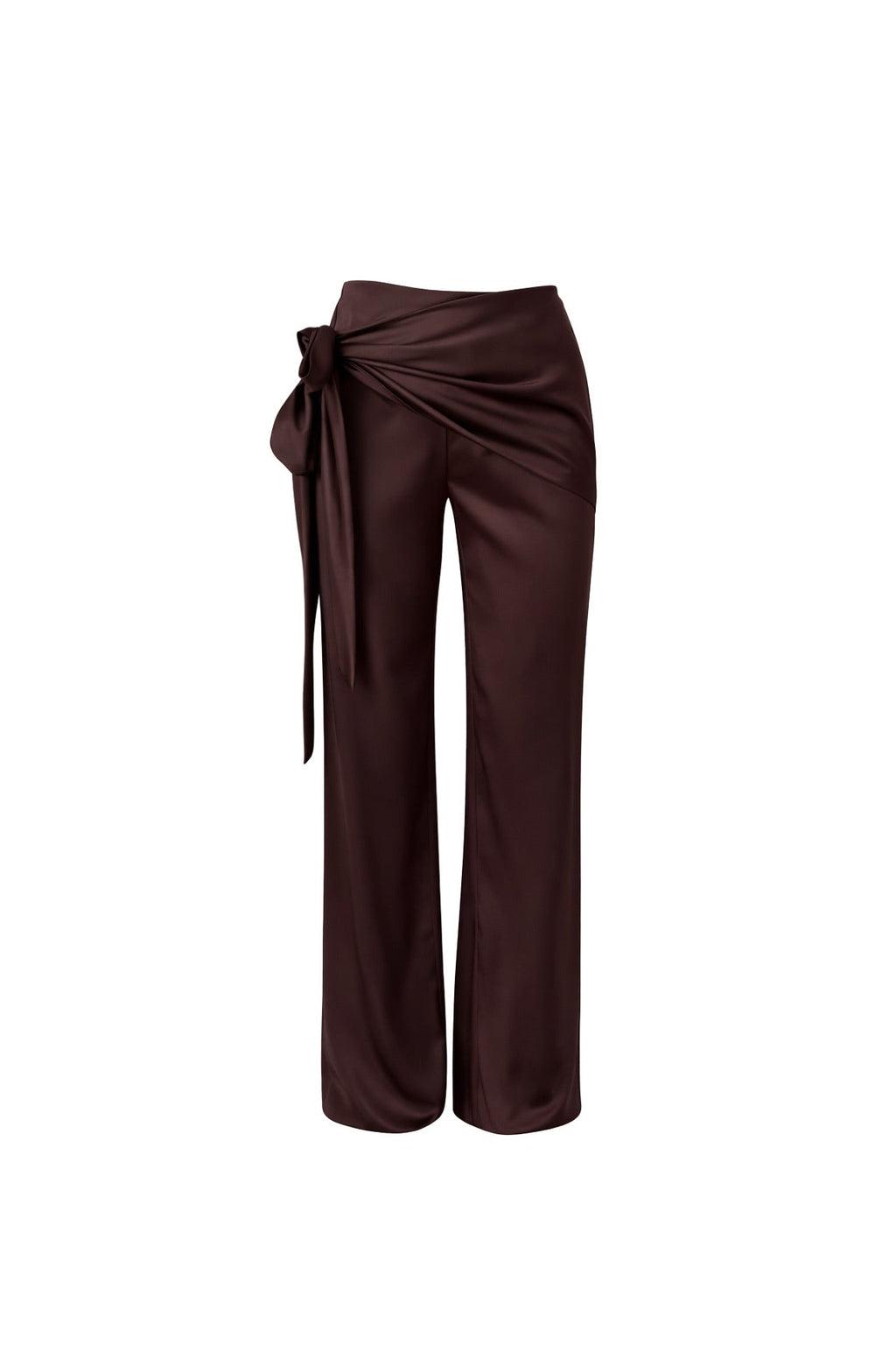 Front Tie Brown Satin Pants