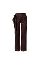 Front Tie Brown Satin Pants