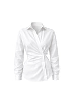 Asymmetric Button Detail Waist-Fitted White Shirt