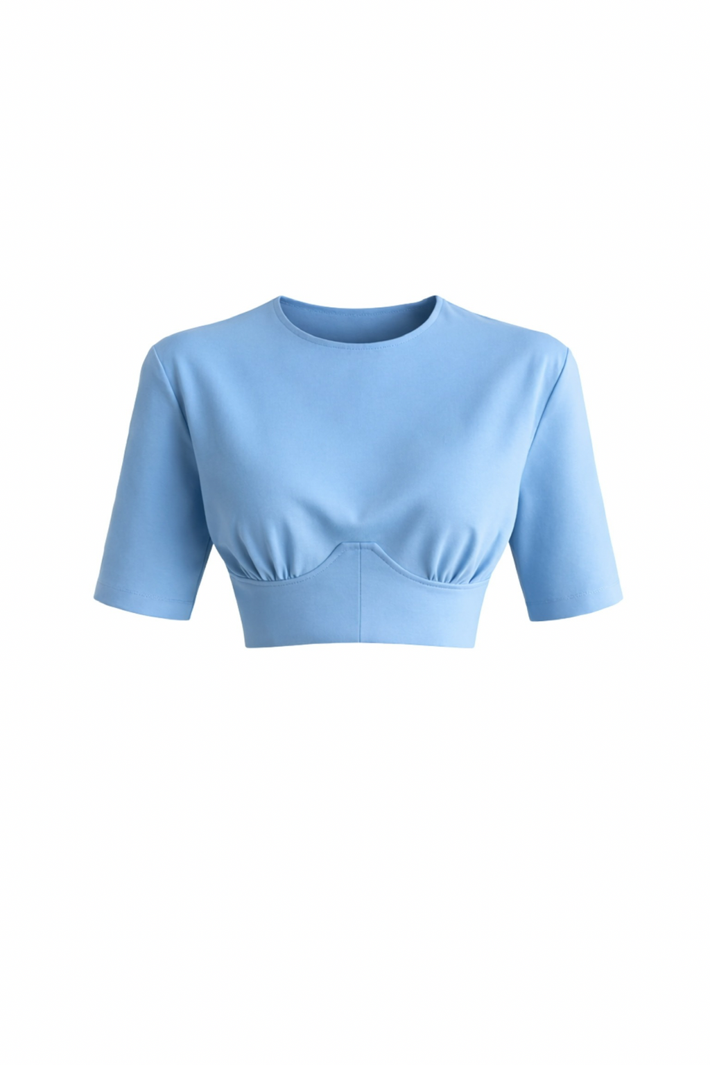 Waist-Fitted Blue Crop T-Shirt