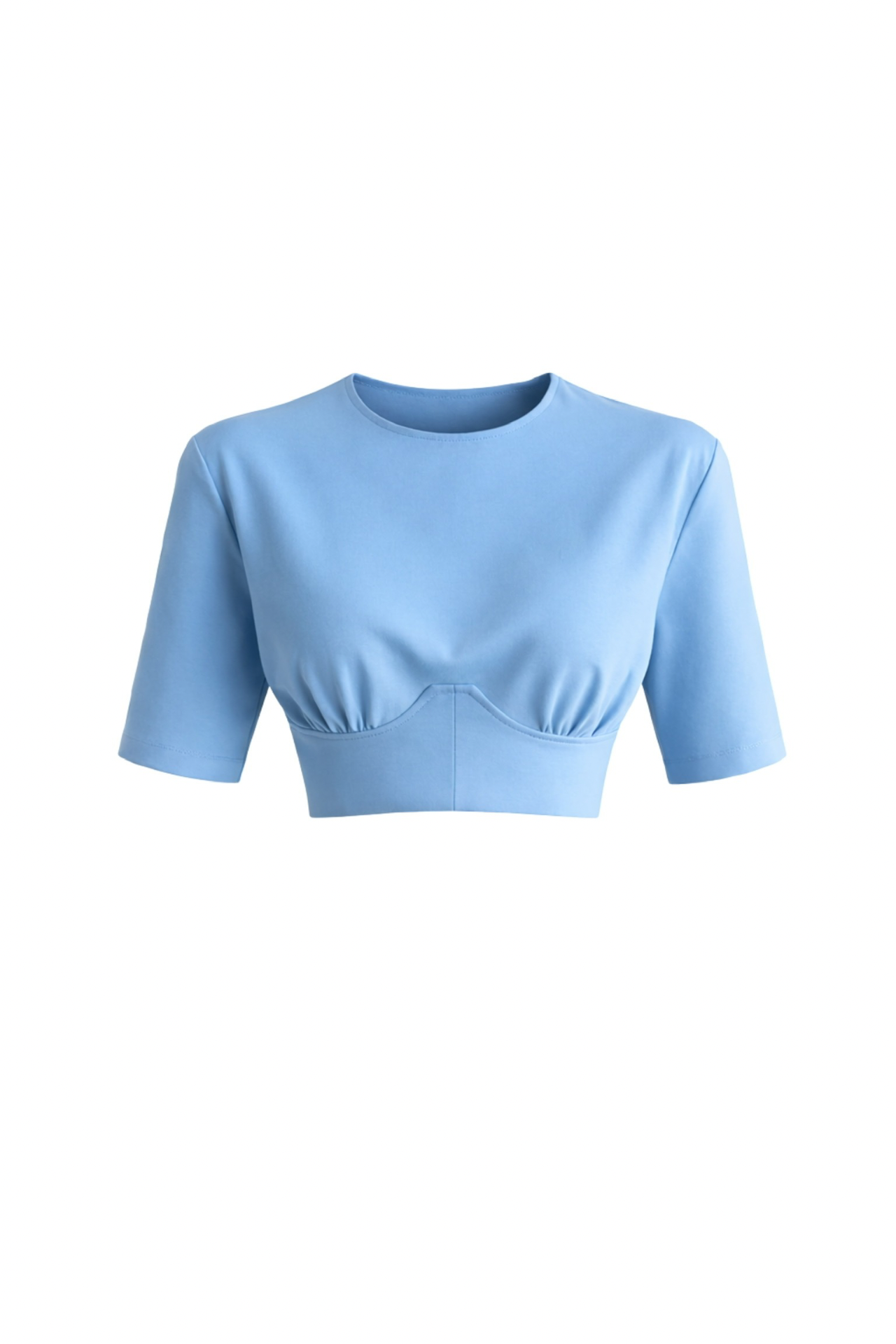 Waist-Fitted Blue Crop T-Shirt