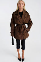 Sash Detail Basic Brown Trench Coat
