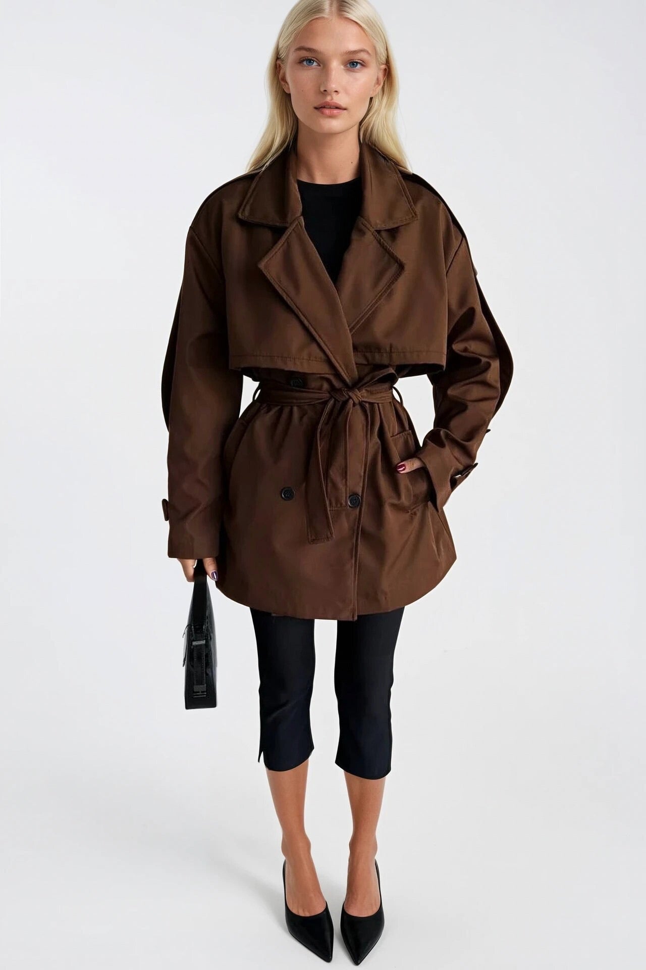Sash Detail Basic Brown Trench Coat
