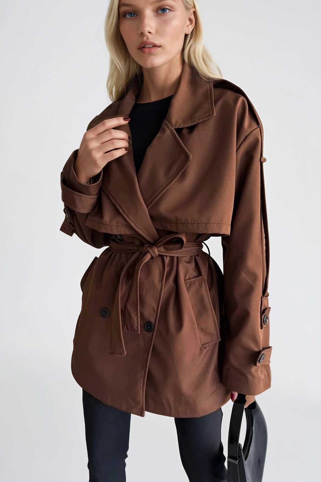 Sash Detail Basic Brown Trench Coat