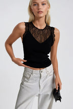Lace Garnili Black Knit Blouse