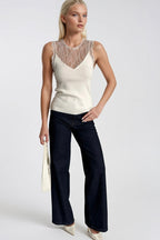 Lace Garnili White Knit Blouse