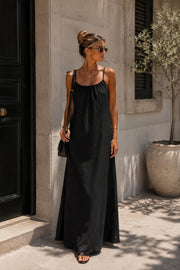Black Strappy Maxi Dress with Back Ties