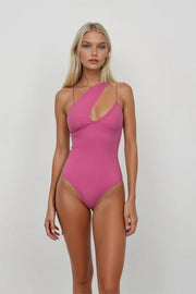 Asymmetrical Thin Strap Pink Swimsuit