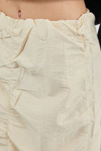 Ruched Detay Beige Maxi Skirt