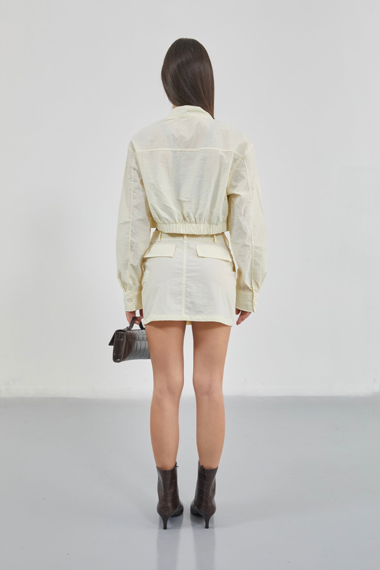 Pocket Detail Parasut Ecru Skirt