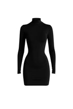 Turtleneck Mini Black Dress