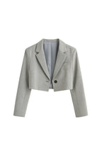Crop Basic Blazer Gray Jacket