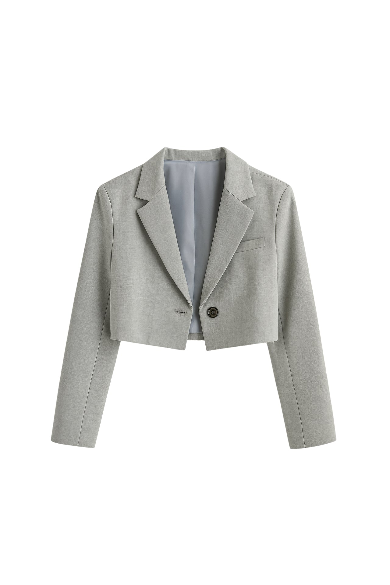 Crop Basic Blazer Gray Jacket