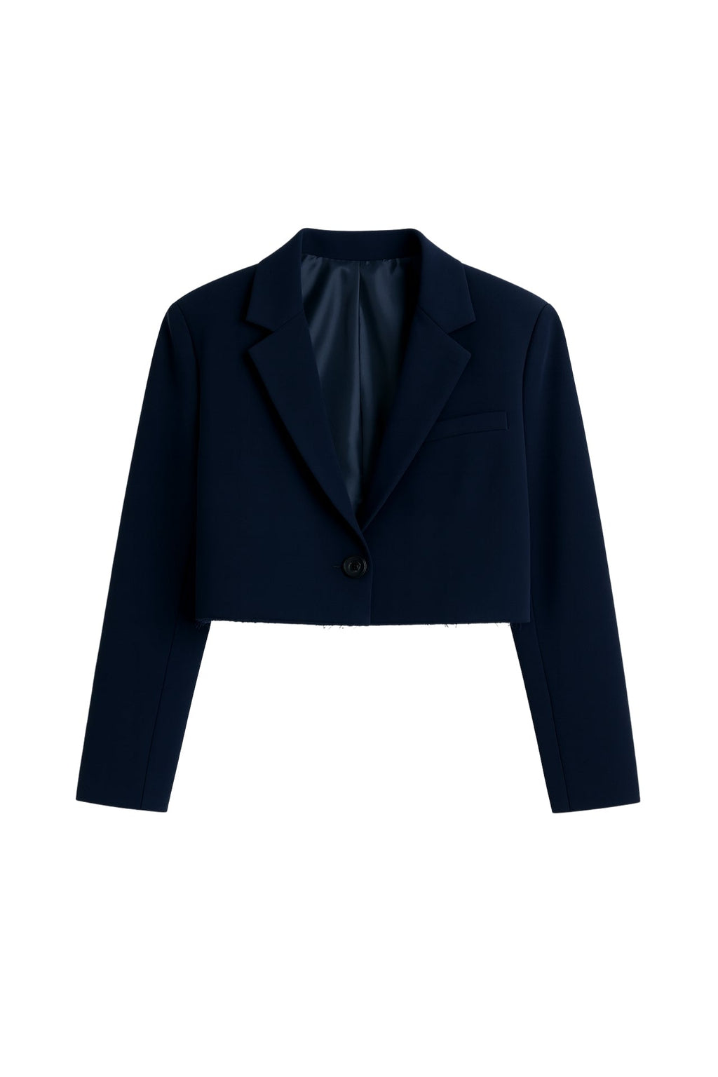 Crop Basic Blazer Navy Jacket