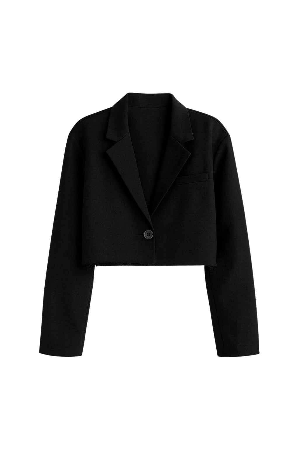 Crop Basic Blazer Black Jacket