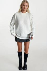 Crew Neck Basic Ecru Sweater