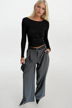 Bust Knot Detay Black Blouse