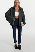 Turtleneck Zipper Detail Anthracite Sweater