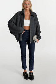 Anthracite Turtle Neck Sweater with Zipper Detail