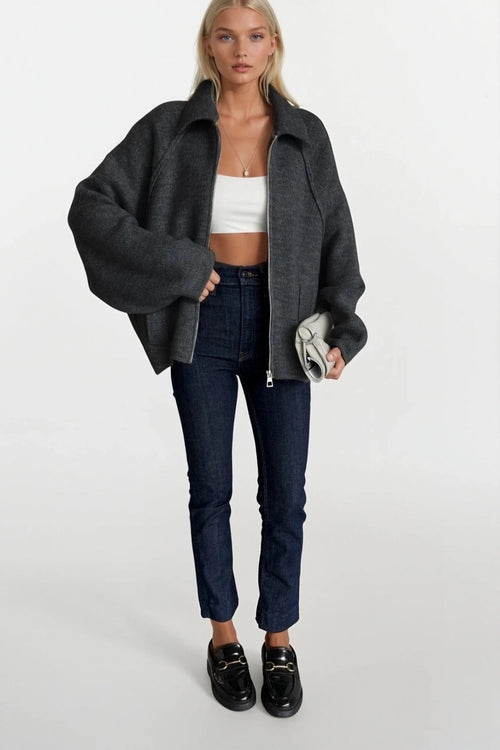 Anthracite Turtle Neck Sweater with Zipper Detail