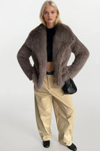 Shawl Collar Plush Mink Fur Coat