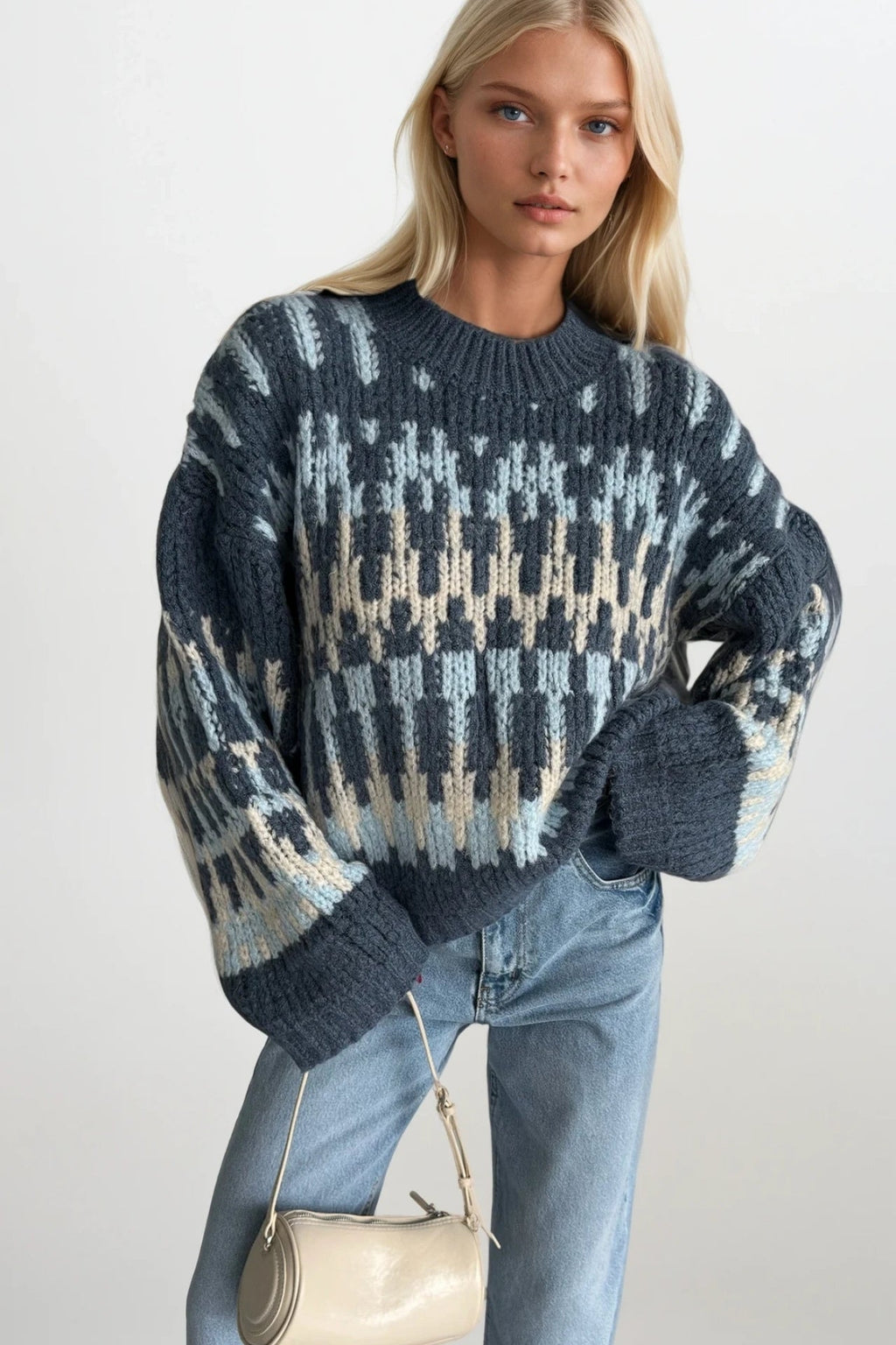 Patterned Colorful Knit Sweater
