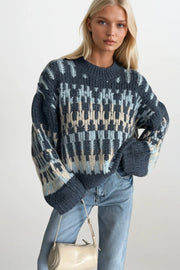 Patterned Colorful Knit Sweater