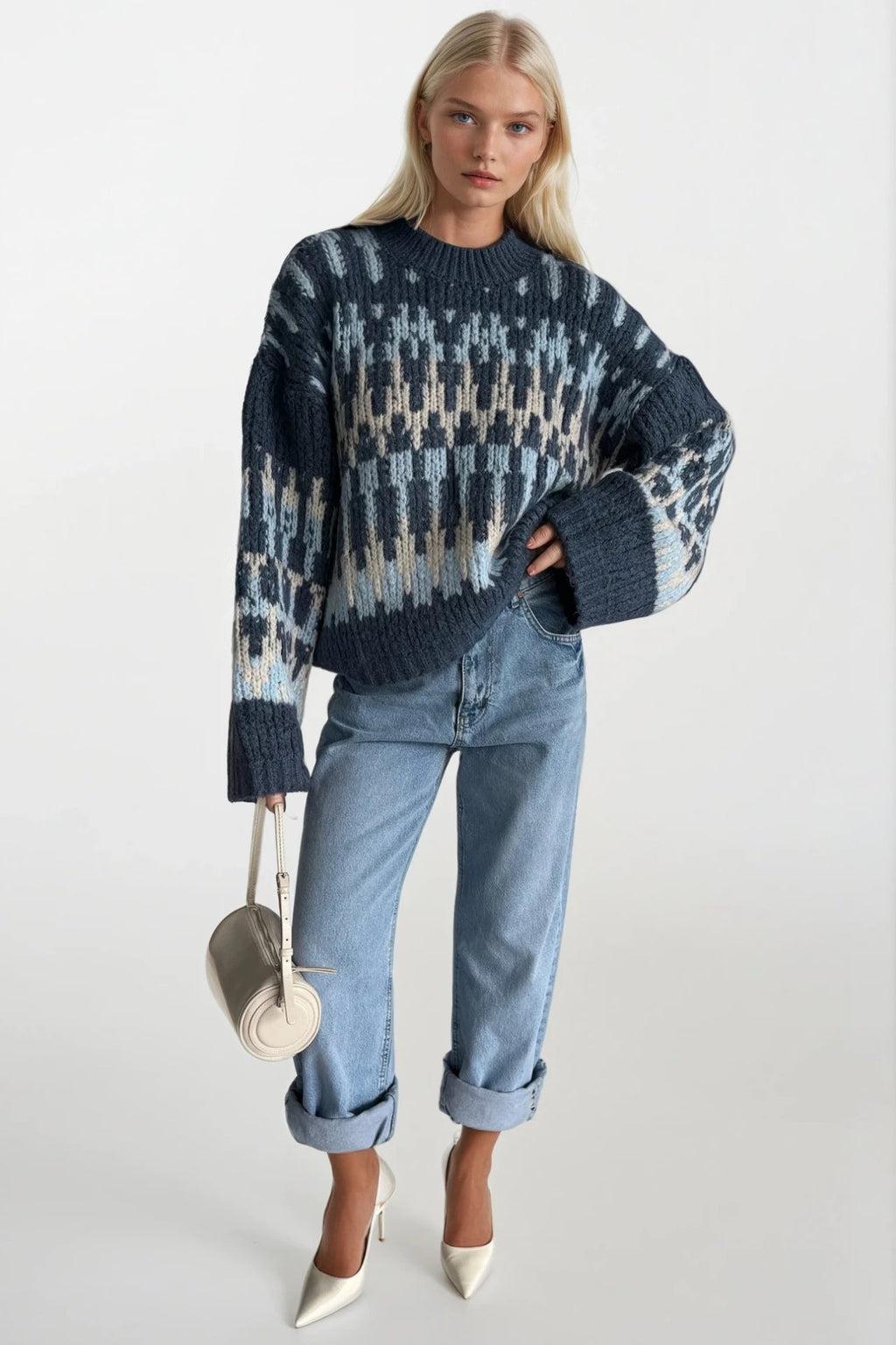 Patterned Colorful Knit Sweater
