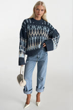 Patterned Colorful Knit Sweater