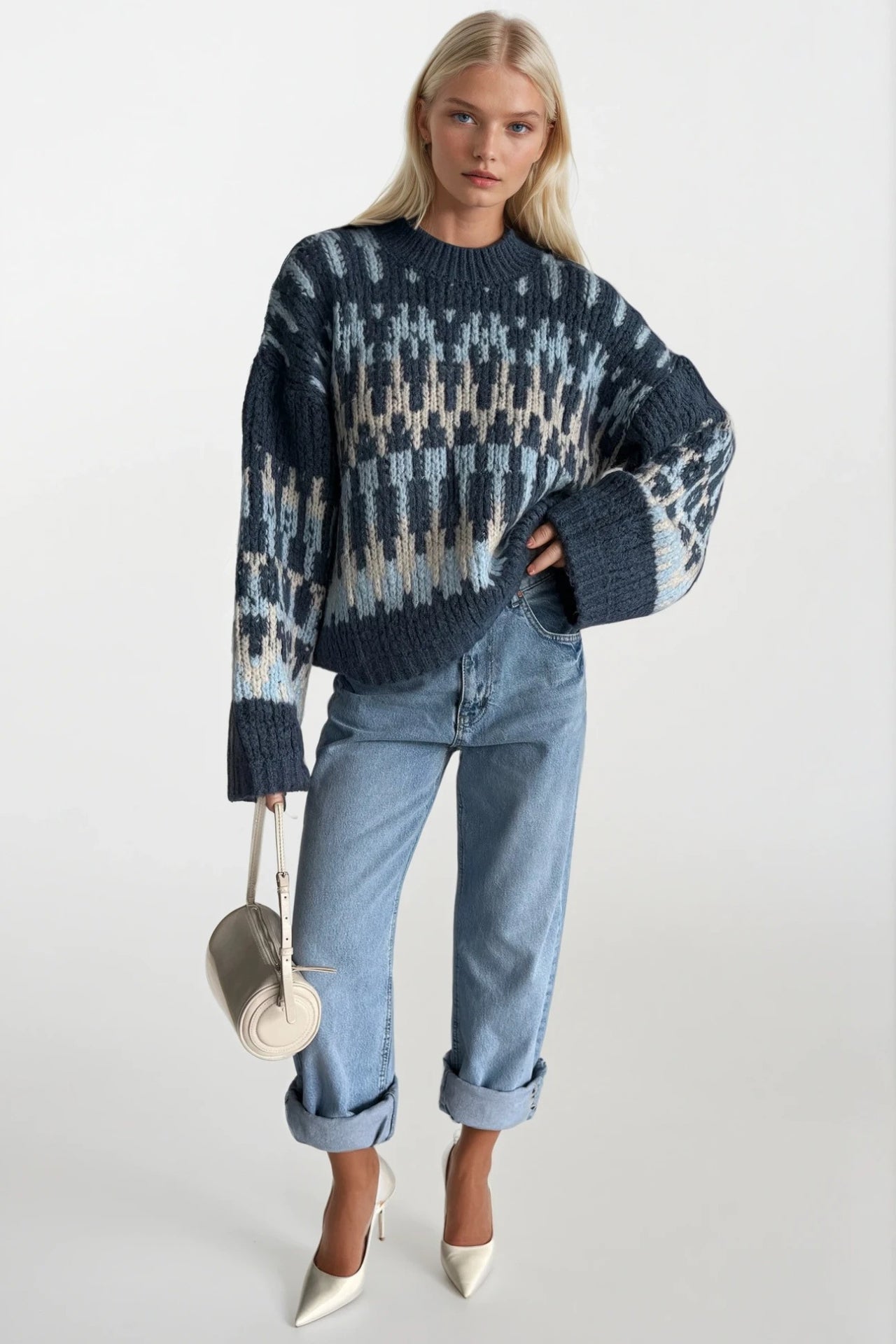 Patterned Colorful Knit Sweater