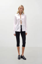 Tie Detail Satin White Shirt