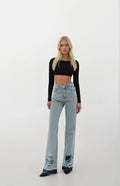 Ripped Hem Blue Jeans