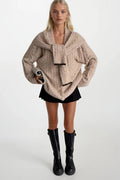 Accessory Detail Braided Knit Beige Knit Cardigan