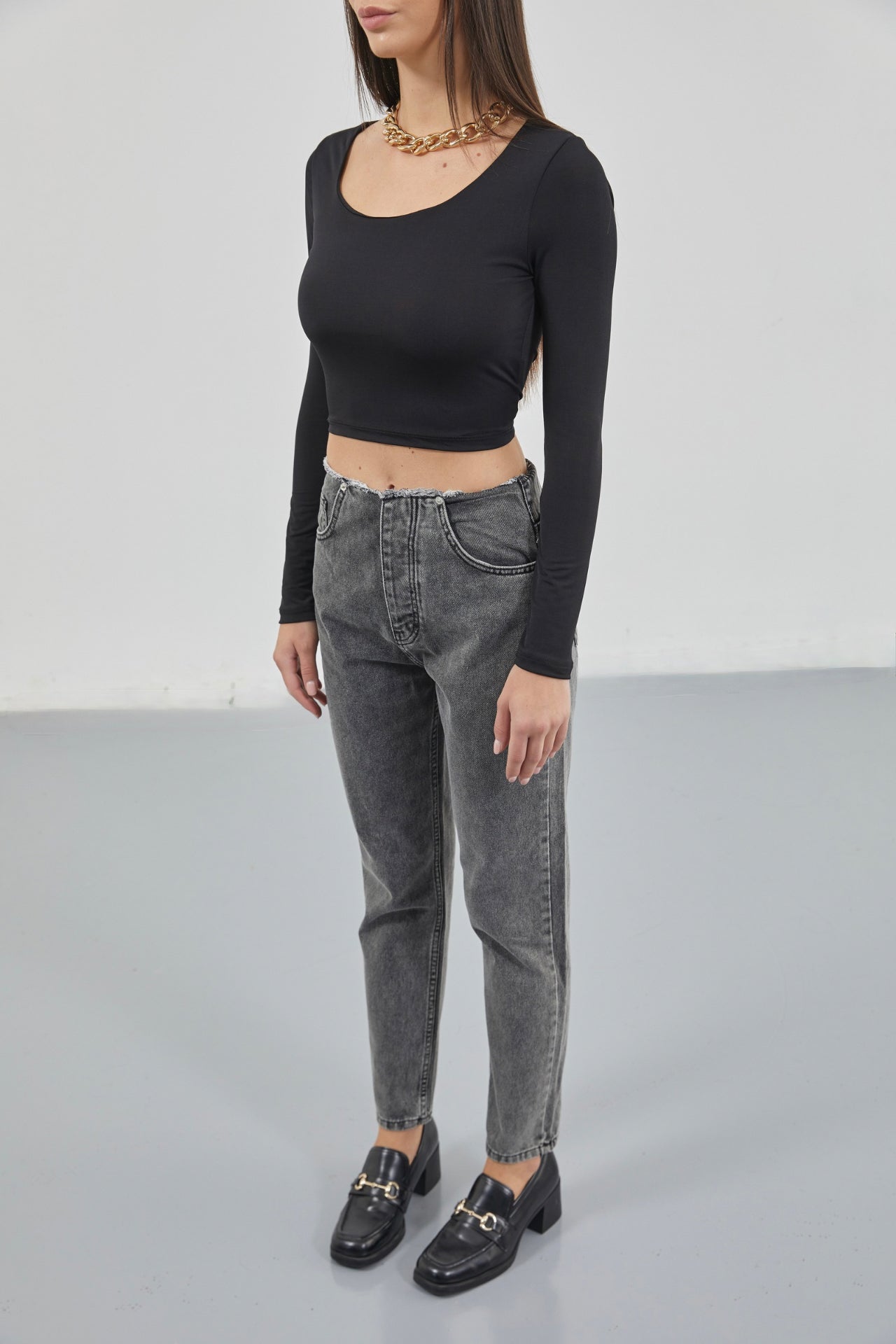 Square Neck Black Crop Top