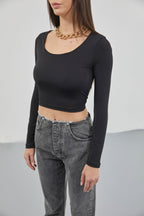 Square Neck Black Crop Top