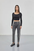Square Neck Black Crop Top