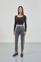 Square Neck Black Crop Top