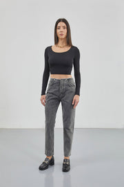Square Neck Black Crop Top