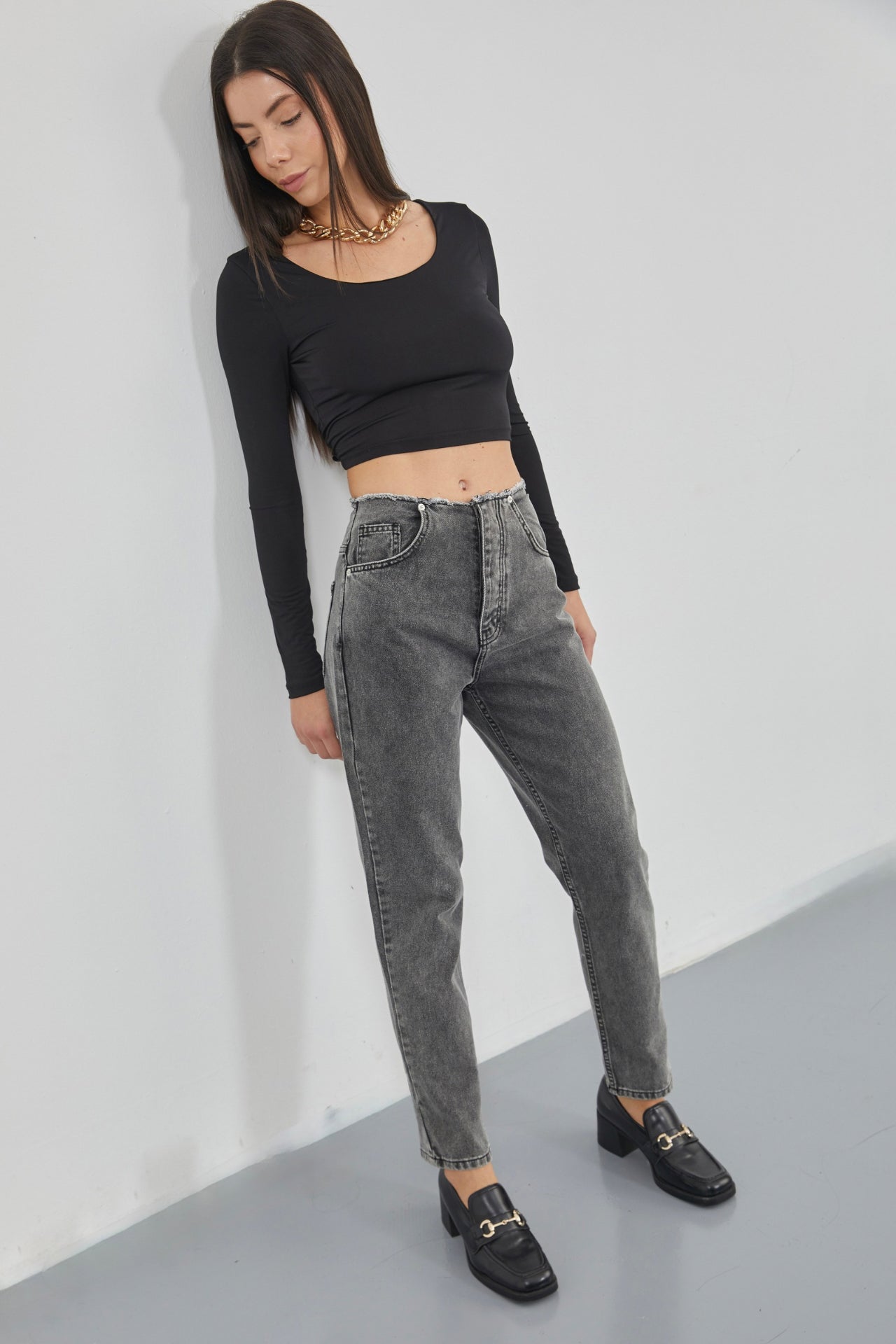 Square Neck Black Crop Top