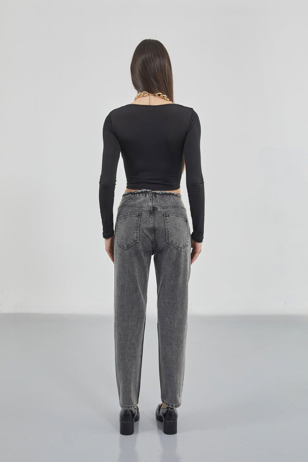 Square Neck Black Crop Top