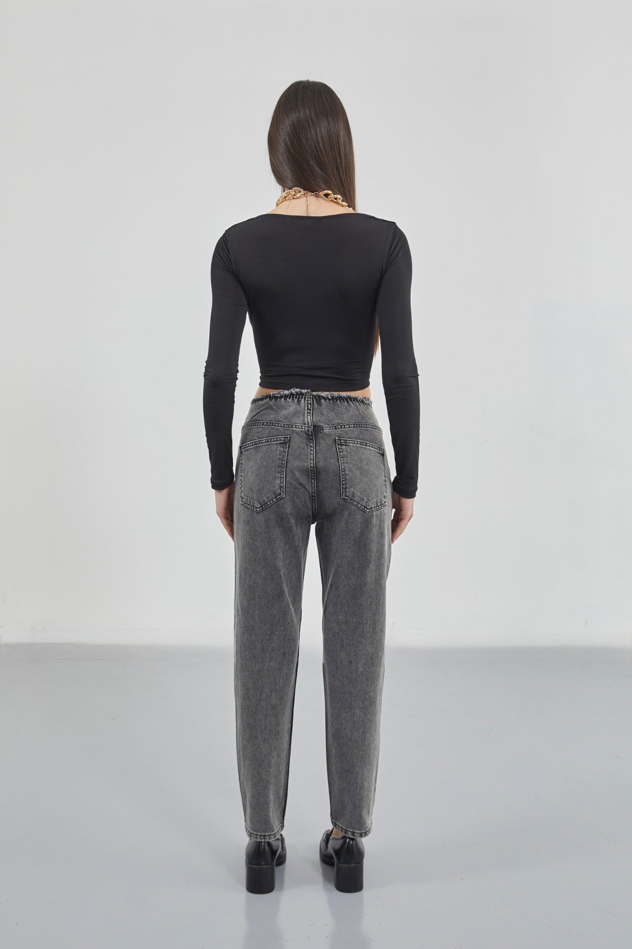 Square Neck Black Crop Top