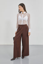 Casual High Waist Brown Pants
